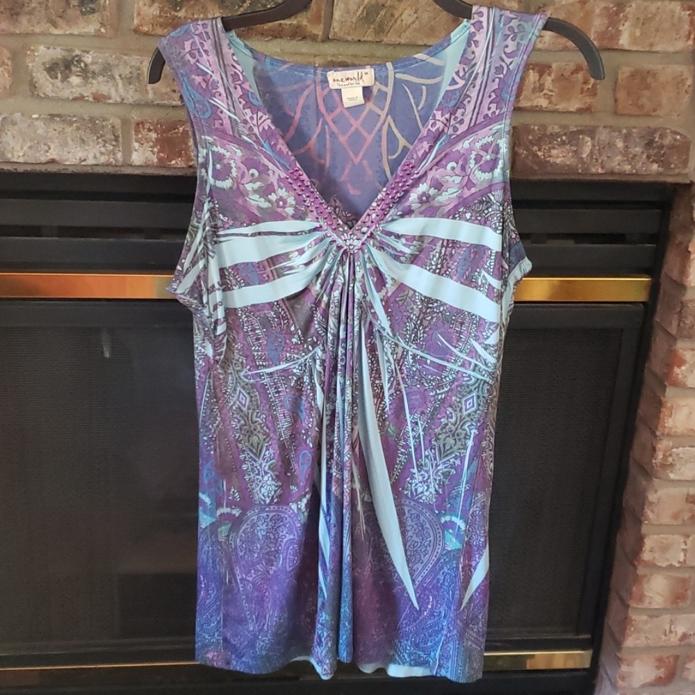 Womens One World summer shirt Sz med.